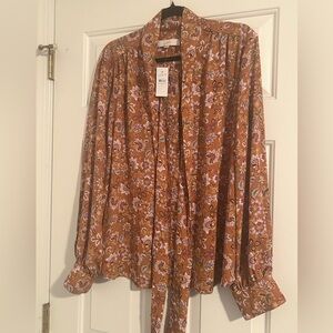 LOFT Floral Rust Blouse